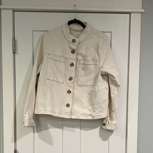 Women's Cream Jacket with Button Detail